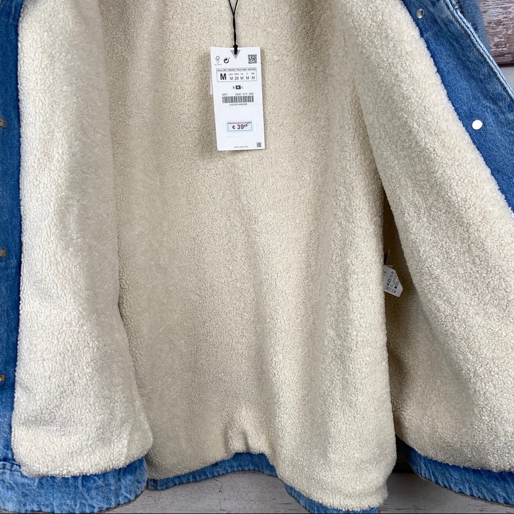 NWT Zara Oversize Denim Jacket w/ Faux Shearling - Picture 10 of 16